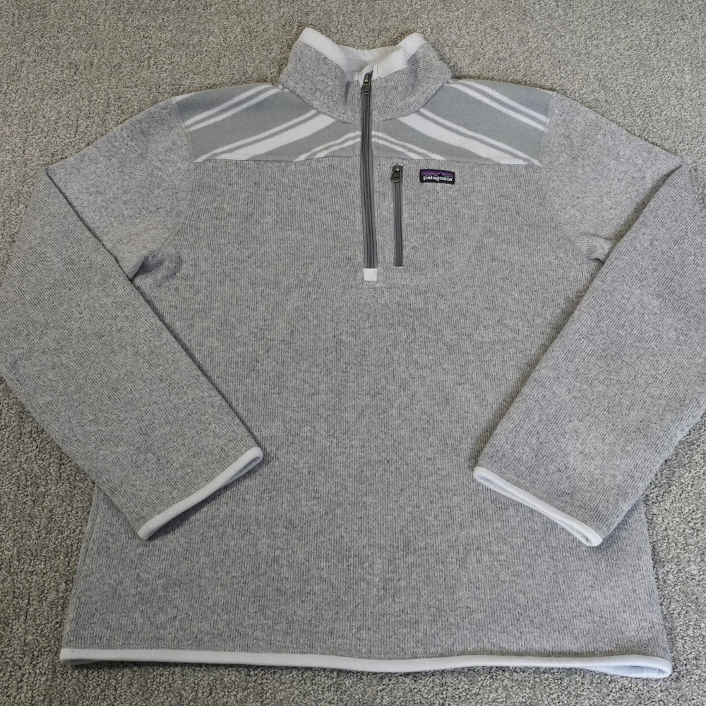 Patagonia Better Sweater Boys XL 14 Gray Quarter Zip Fleece Pullover Outdoor